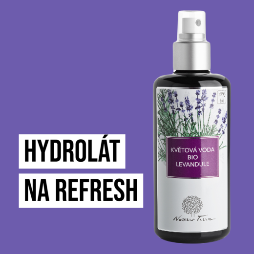 Květová voda BIO Levandule ve spreji 200 ml - fialové sklo