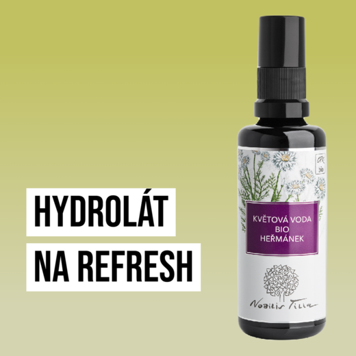 Květová voda BIO Heřmánek ve spreji 50 ml - fialové sklo