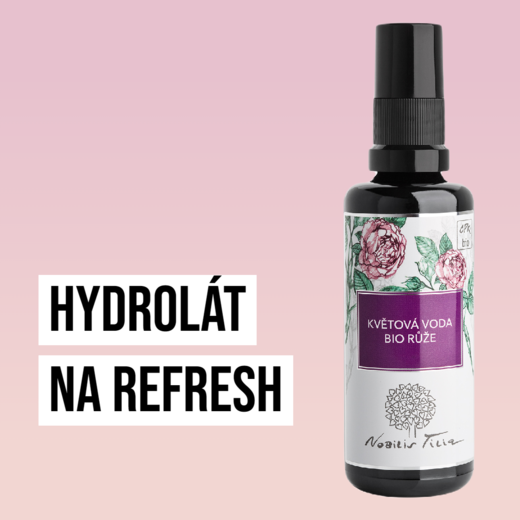 Květová voda BIO Růže ve spreji 50 ml - fialové sklo
